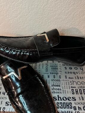 Men's Black Slip-On Loafers with Silver Accent